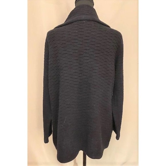 vintage '80s black open cardigan sweater, sz large - Picture 6 of 9